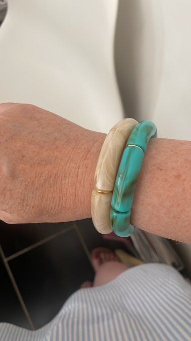BRACELET PERLE TUBE LAGON
