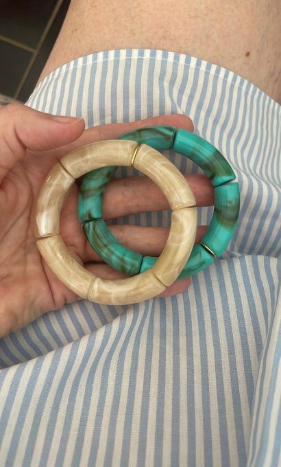 BRACELET PERLE TUBE  CRÈME