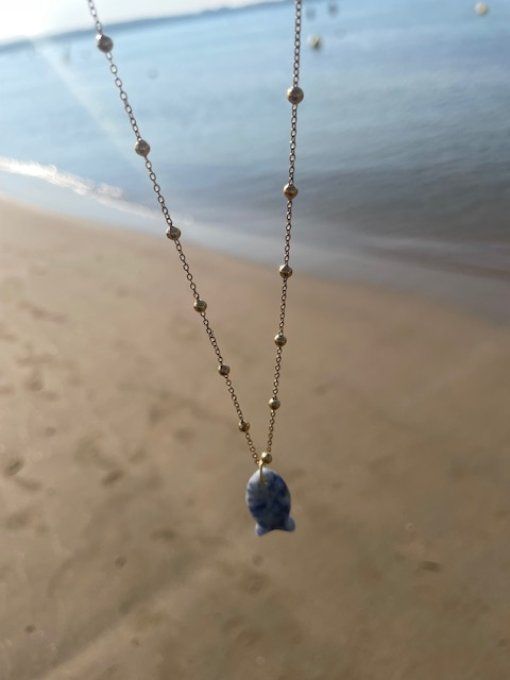 COLLIER PETITES BOULES - POISSON PIERRES NATURELLES/ COLLIER BUBULLE