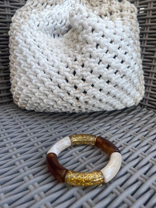 BRACELET PERLE TUBE EPAIS PAILLETEE