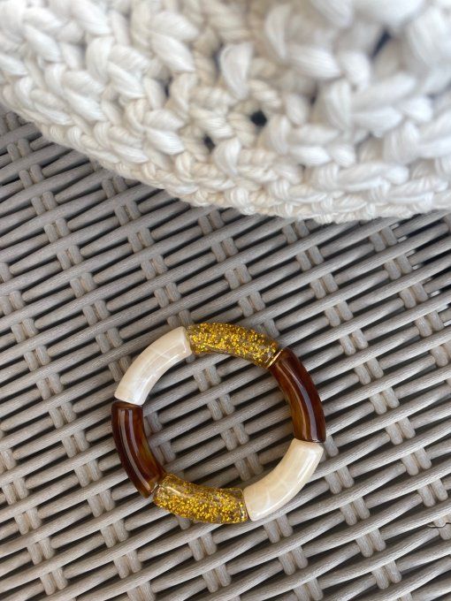 BRACELET PERLE TUBE EPAIS PAILLETEE