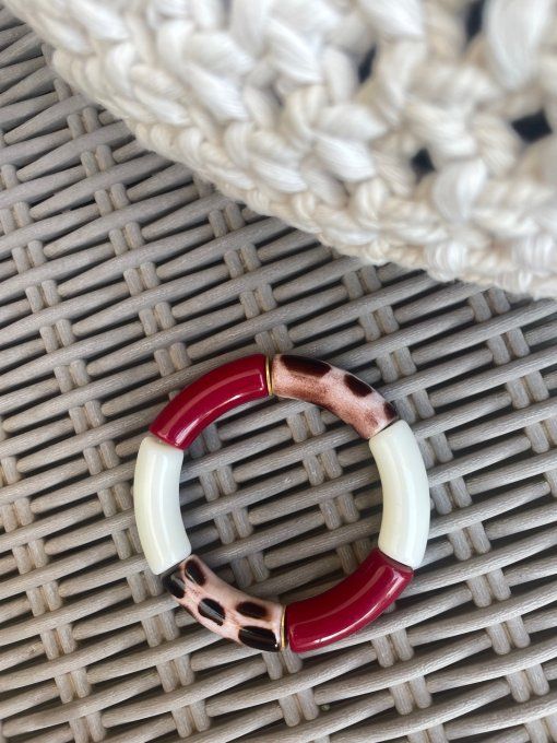 BRACELET PERLE TUBE LEO CERISE NUDE