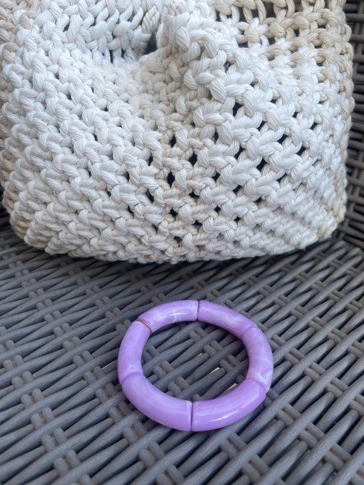 BRACELET PERLE TUBE  LILAS
