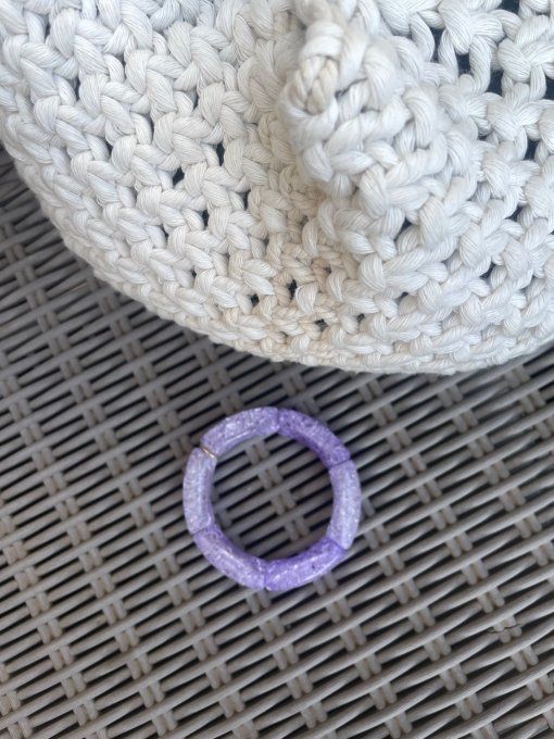BRACELET PERLE TUBE TRANSPARENT VIOLET