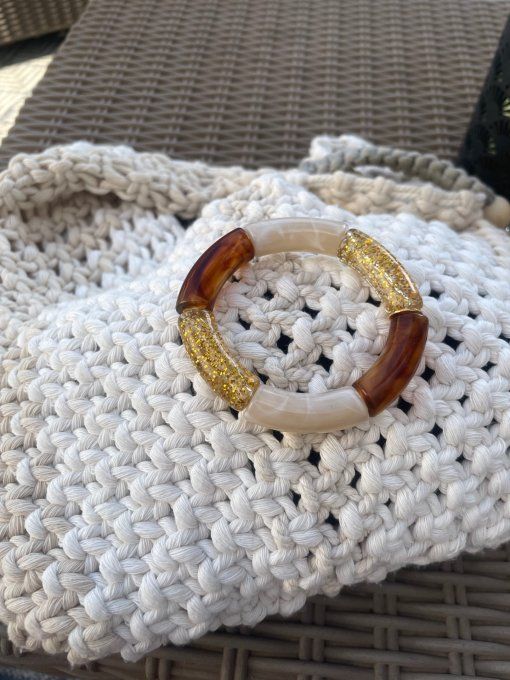 BRACELET PERLE TUBE EPAIS PAILLETEE