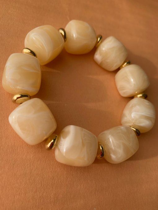 BRACELET PERLE CUBE ARRONDIS - SEPARATEURS DORÉ-BRACELET CHRISTIANE 