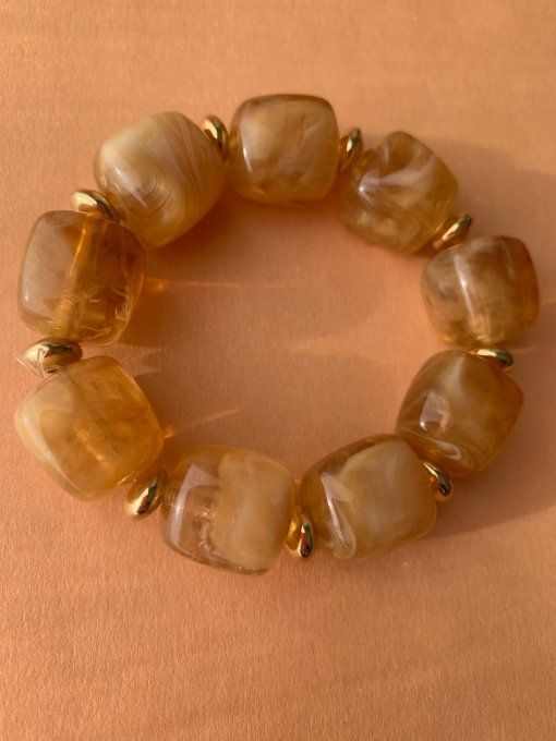 BRACELET PERLE CUBE ARRONDIS - SEPARATEURS DORÉ-BRACELET CHRISTIANE 