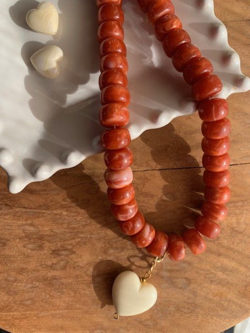 Collier GISÈLE + coeur écru - collier