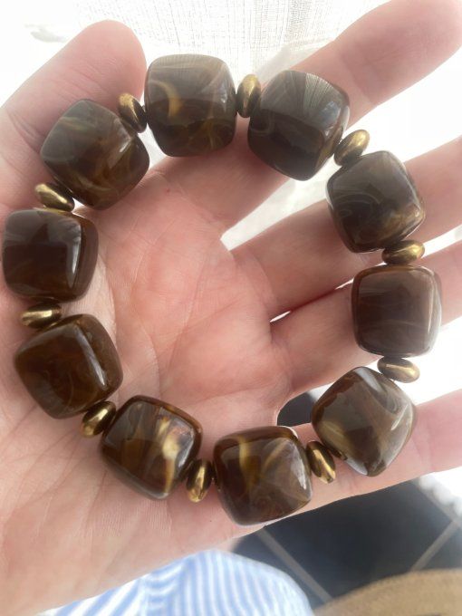 BRACELET PERLE CUBE ARRONDIS - SEPARATEURS DORÉ-BRACELET CHRISTIANE 