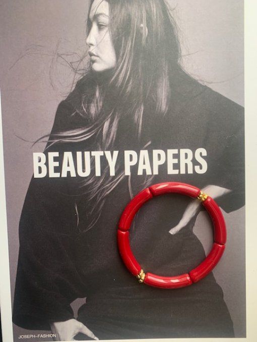 FAUSTINE CERISE + PERLES FLEURS DORÉ - BRACELET