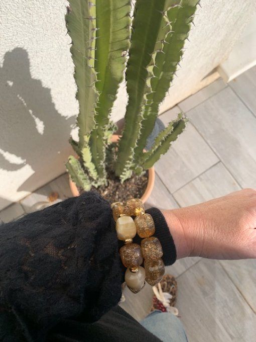 CHRISTIANE PAILLETÉE + BOULE DORÉ - BRACELET