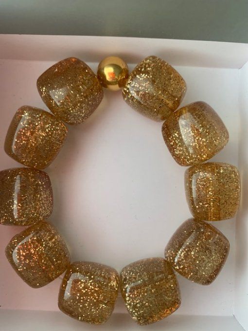 CHRISTIANE PAILLETÉE + BOULE DORÉ - BRACELET