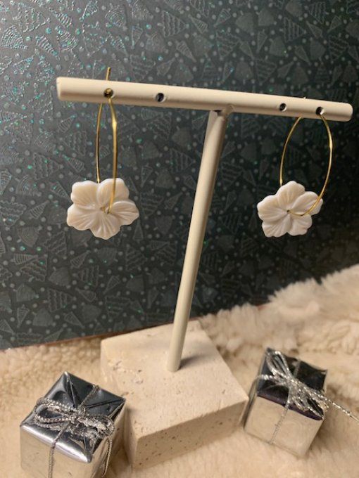 CRÉOLES LAURETTE NACRÉ. -  BOUCLES D'OREILLES
