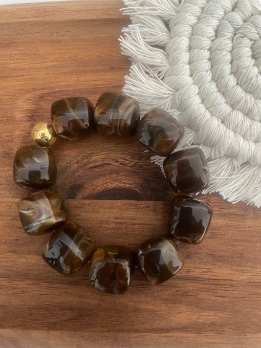 Bracelet perle cube arrondis + boule dorée - bracelet Christiane