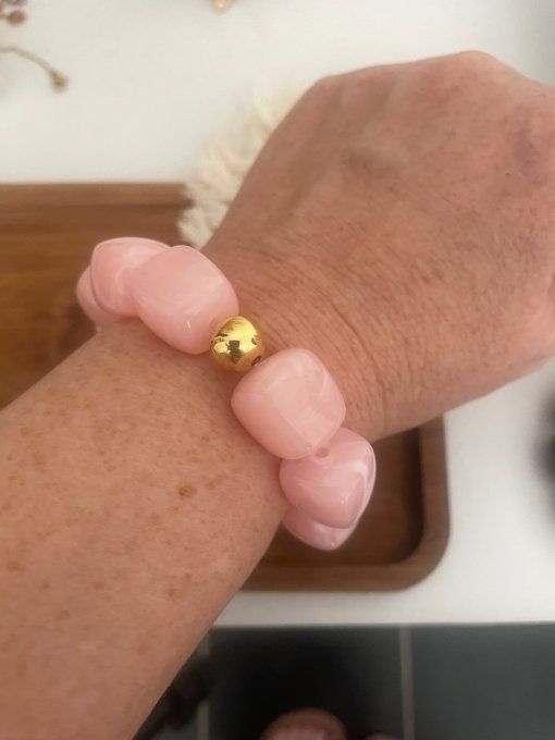 Bracelet perle cube arrondis + boule dorée - bracelet Christiane