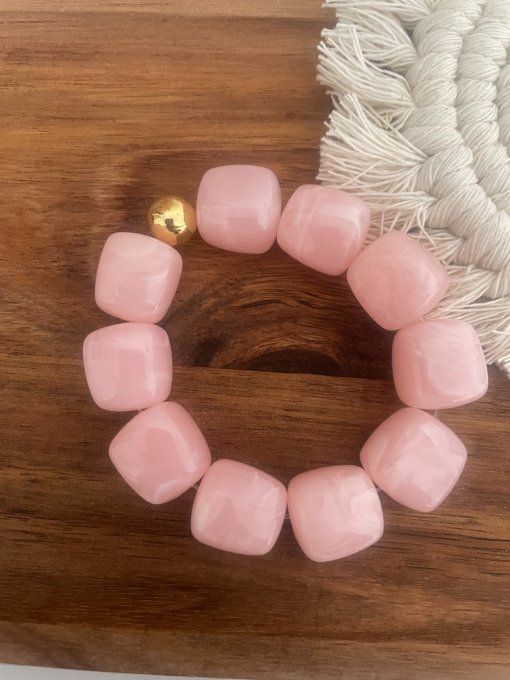 Bracelet perle cube arrondis + boule dorée - bracelet Christiane