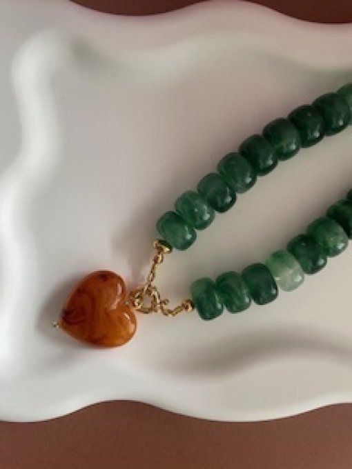 Collier GISÈLE + coeur ambrée - collier