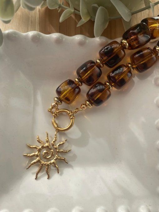 CHRISTIANE LÉOPARD + COEUR ROSE - COLLIER INTERCHANGEABLES