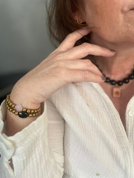 Collier  noir SUZANNE-  breloques