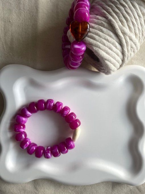 Bracelet élastique GISÈLE bracelet perles rondelles fait main