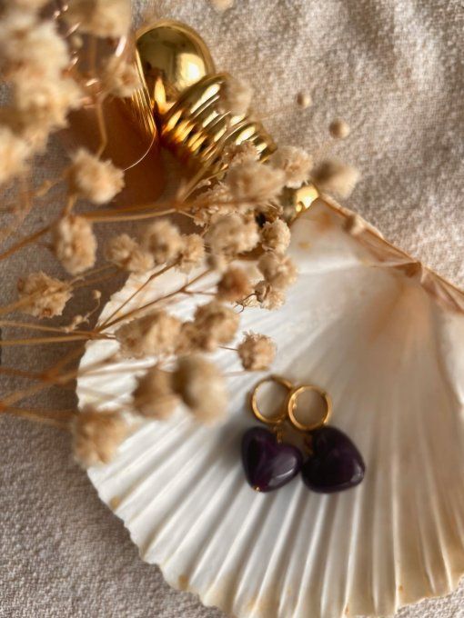 Boucles d'oreilles COEUR. - Créoles acier inoxydable