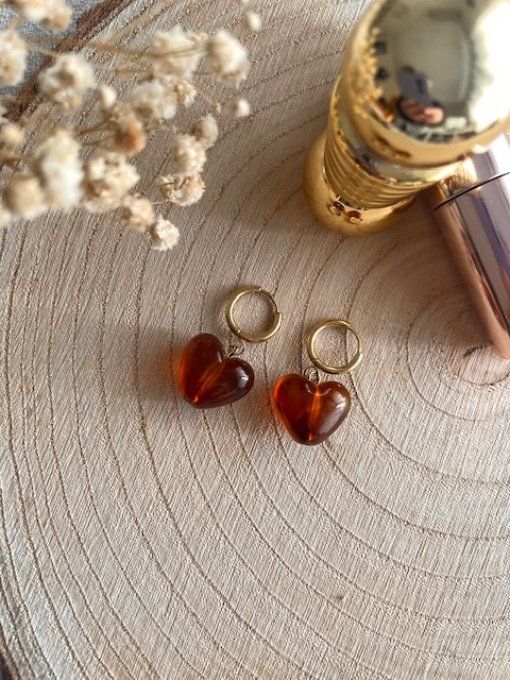 Boucles d'oreilles COEUR. - Créoles acier inoxydable