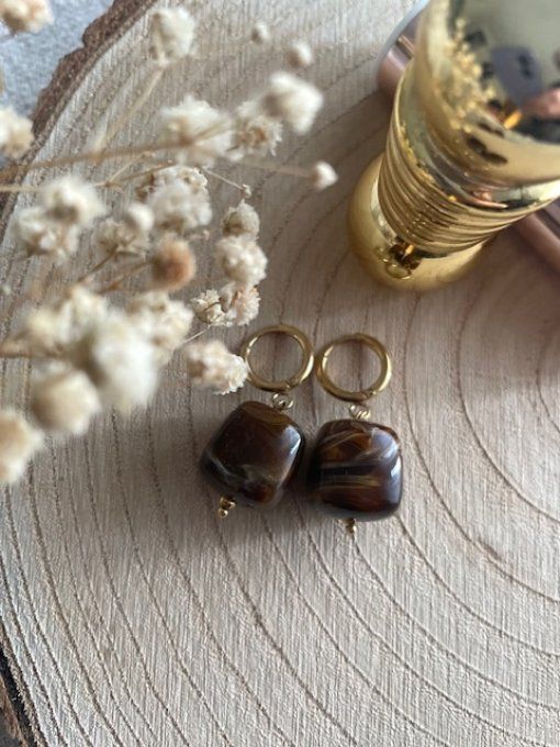 Boucles d'oreilles CHRISTIANE - Créole  en acier inoxydable doré