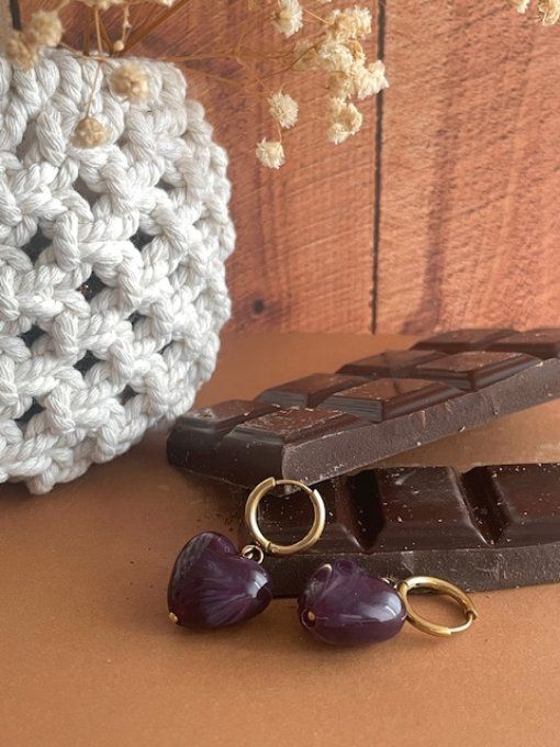 Boucles d'oreilles COEUR. - Créoles acier inoxydable