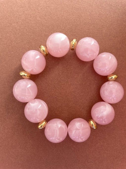 GABY ROSE POUDRÉE  PERLES RONDE ACRYLIQUE - BRACELET