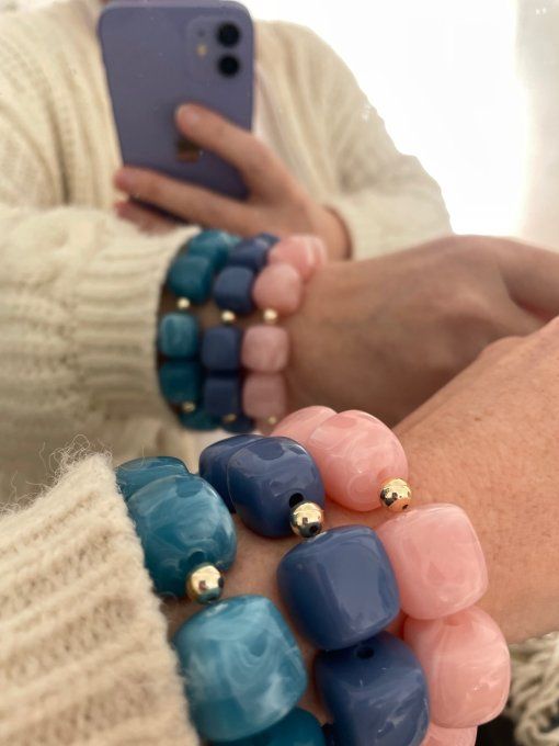 CHRISTIANE ROSE POUDRÉE+SÉPARATEURS DORÉ - BRACELET