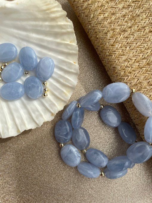 CAPUCINE BLEU - BRACELET A PERLES