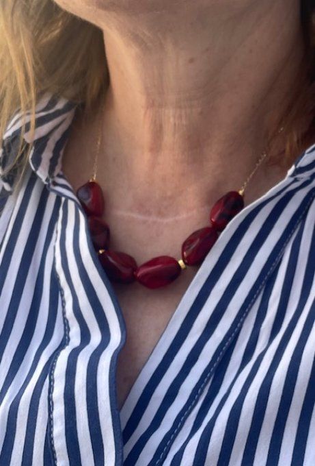 Collier FIDJI - Collier perles acrylique -séparateurs acier inoxydable
