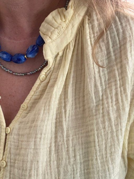 Collier FIDJI - Collier perles acrylique -séparateurs acier inoxydable