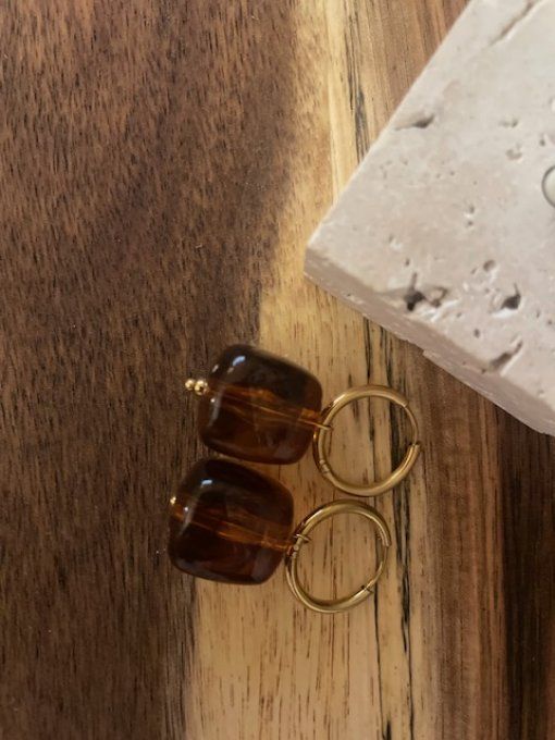 BOUCLES D'OREILLES CHRISTIANE - créole en acier inoxydable doré