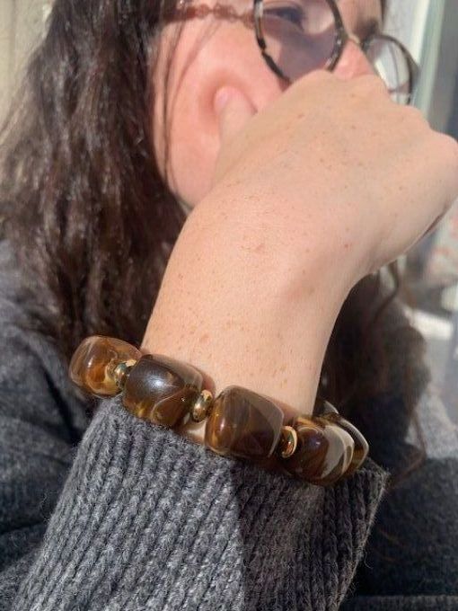 CHRISTIANE CHOCOLAT + SÉPARATEURS  DORÉ - BRACELET