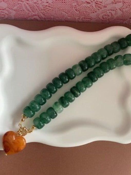 Collier GISÈLE + coeur ambrée - collier