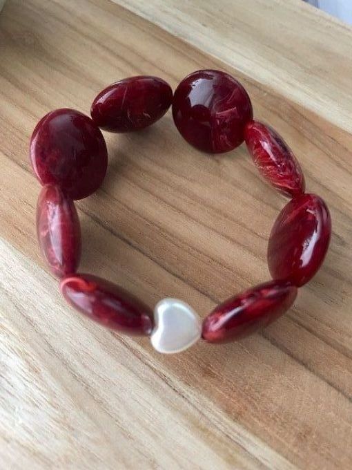 MAËVA PETIT COEUR NACRE - Bracelet perle ronde