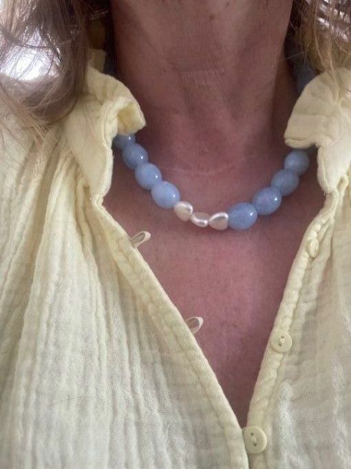COLLIER MANON - Collier Ovale + coeur perles d'eau douce