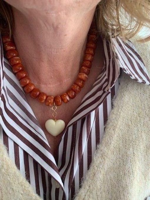 Collier GISÈLE + coeur écru - collier